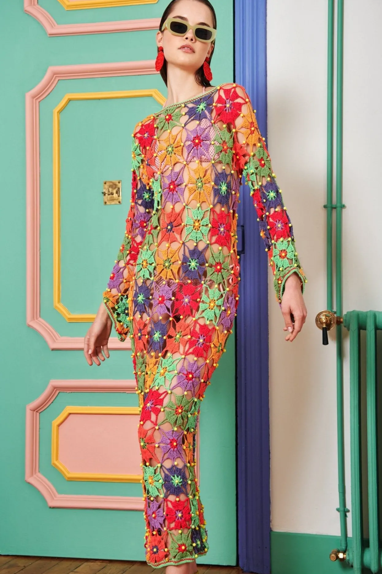 Celia B Crochet>Faraura Dress-Multi