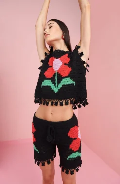 Celia B Crochet>Gypsy Top Black